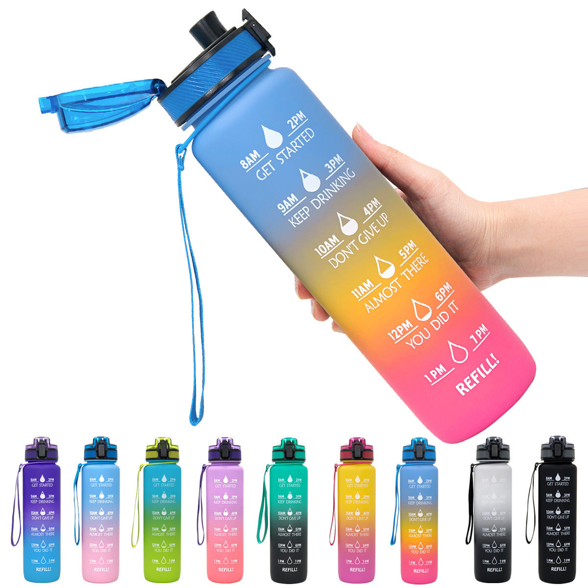 Super Colorful Motivational Water Bottle - Homly Nest
