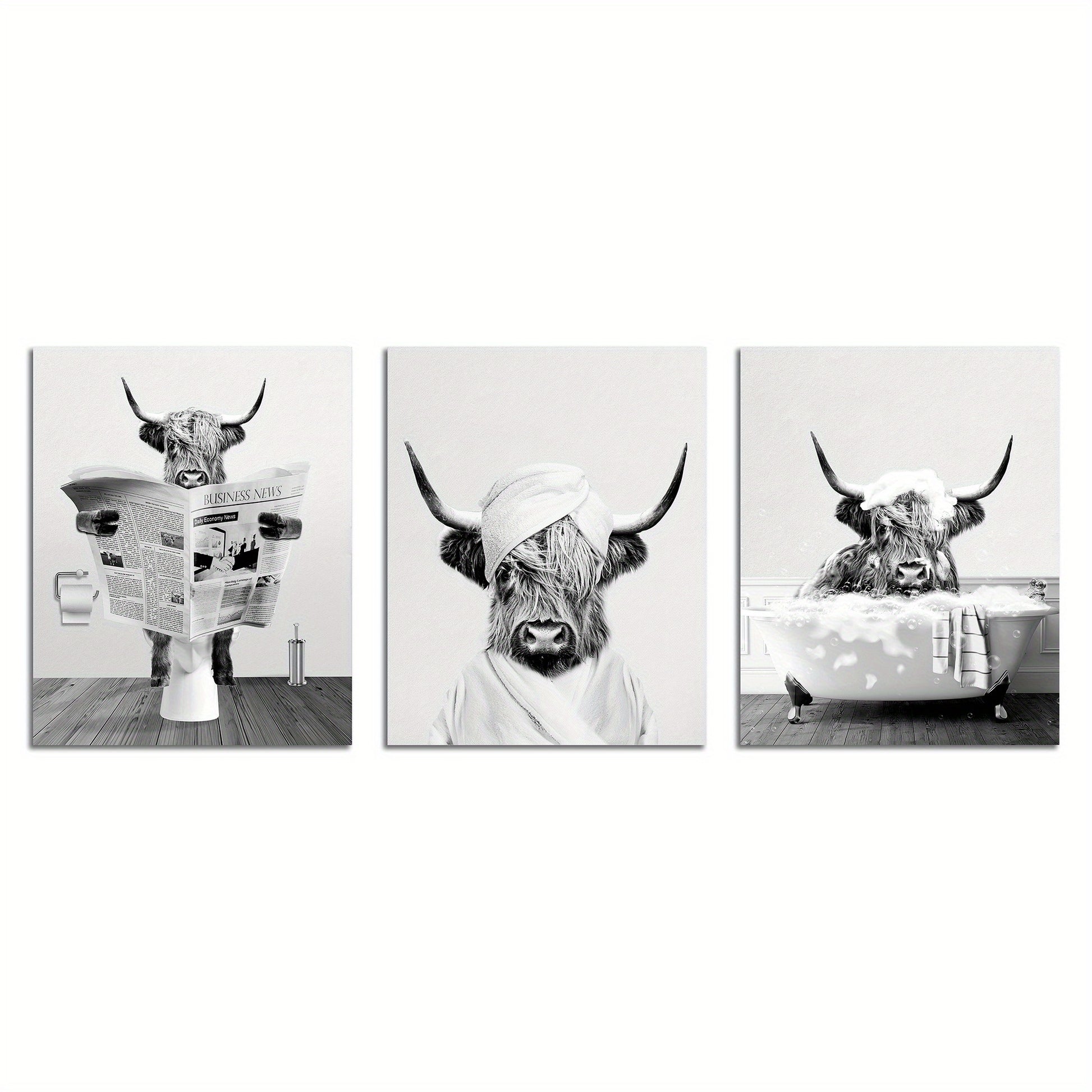 Funny Highland Cow Canvas Set - Homly Nest