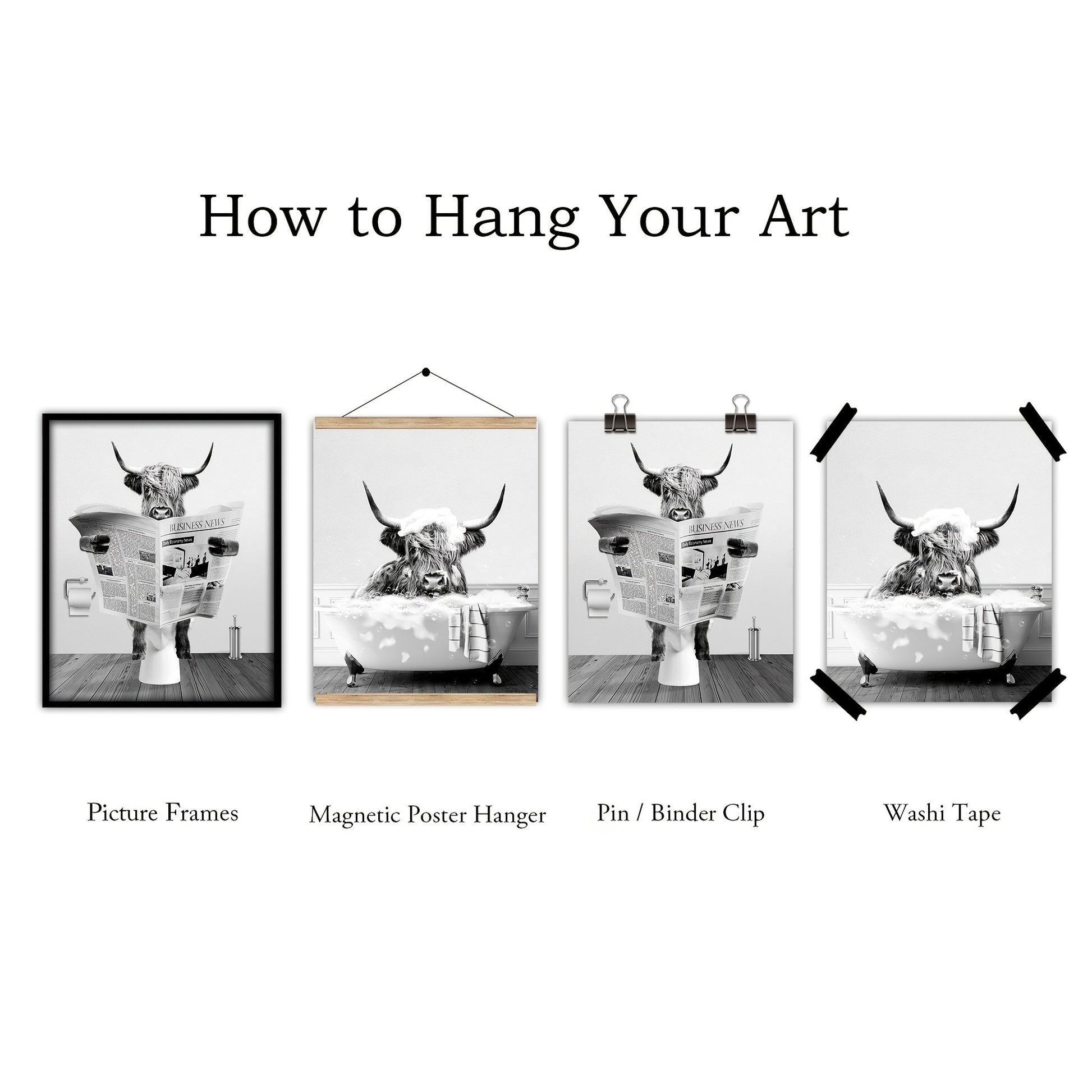 Funny Highland Cow Canvas Set - Homly Nest