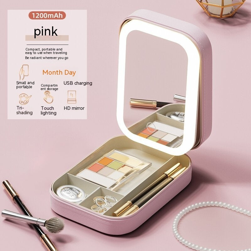 Makeup Storage Box With LED Light And Mirror - Homly Nest